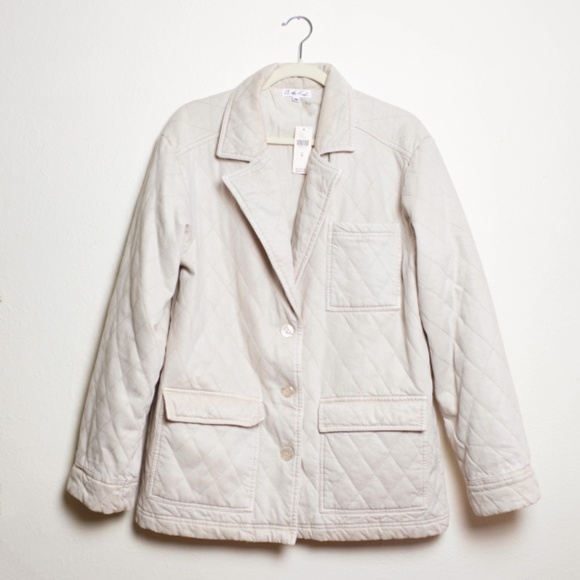 NWT Young Fabulous & Broke Walker Oversized Quilted Shacket in Cream - Picture 4 of 8